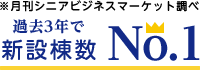 過去3年で新設棟数No.1 ※月刊シニアビジネスマーケット調べ